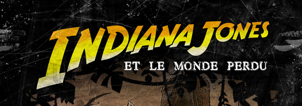 Travail sur le titre du visuel réalisé sur Photoshop pour la sortie du prochain jeu vidéo Indiana Jones durant la formation d'infographiste avec Doranco