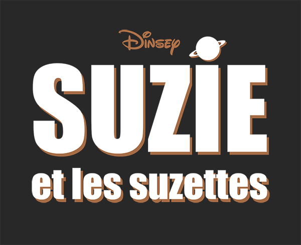 Travail sur le titre du visuel réalisé sur Illustrator pour la sortie du prochain film d'animation Disney "Suzie et les suzettes" durant la formation d'infographiste avec Doranco