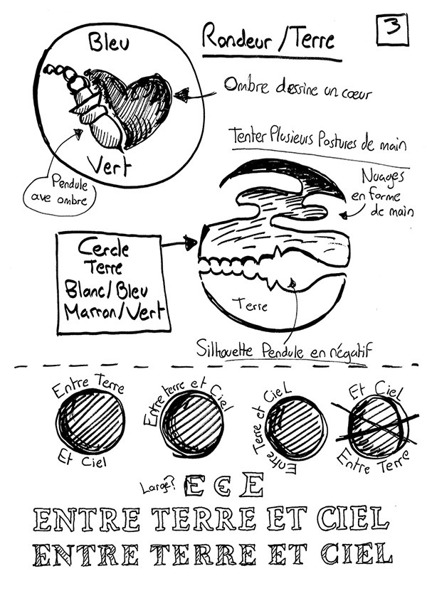 Recherches de visuels réalisés à la main pour la société Entre Terre et Ciel.