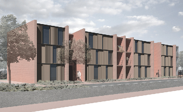 Image de rendu du logement en brique réalisé avec Sketchup et Photoshop dans le cadre d'un concours